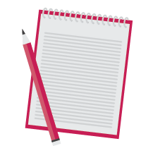 GRAPHIC: Notepad and pencil (pink)